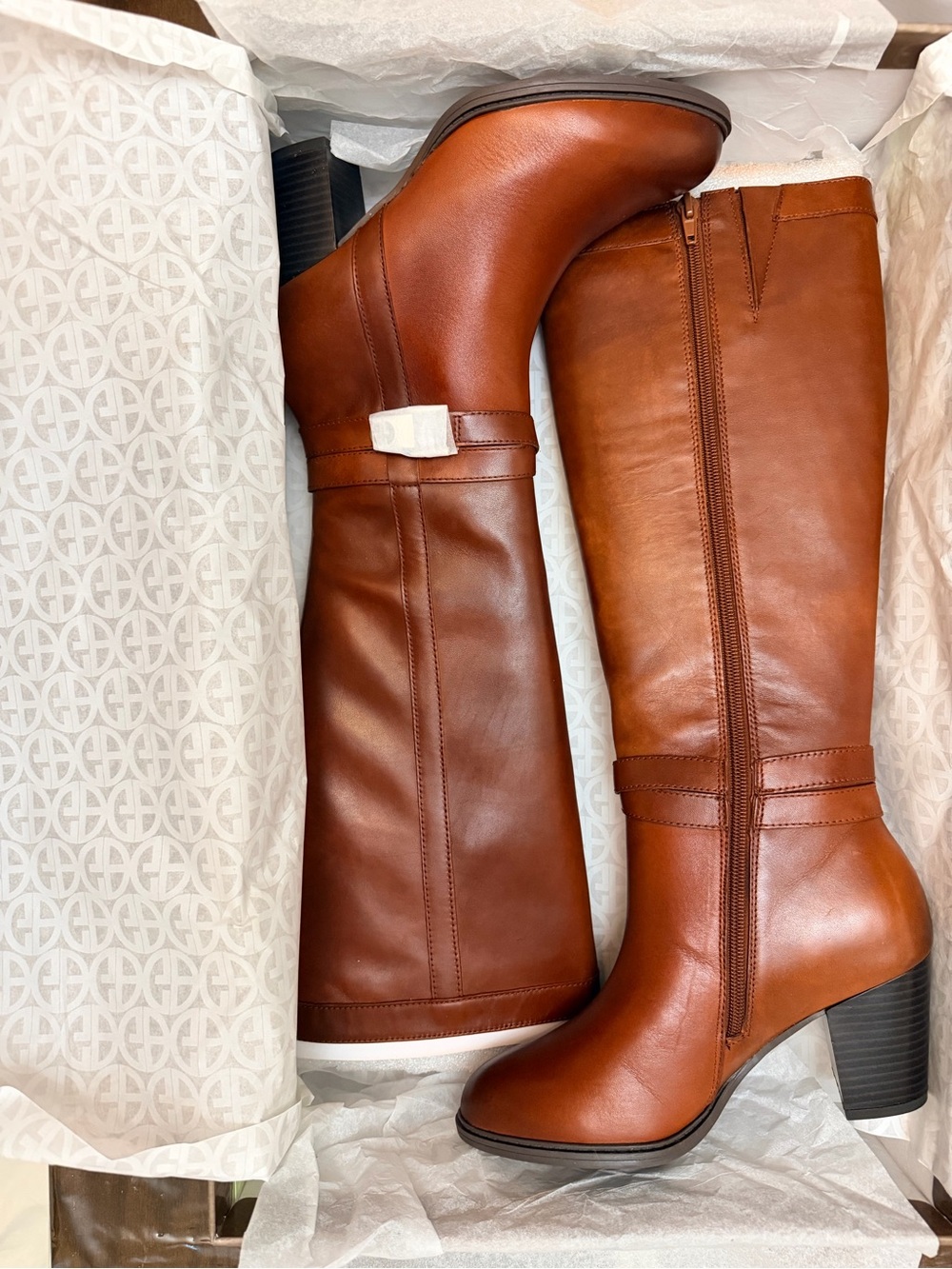Giani Bernini Cognac Leather Knee-High Riding Boots